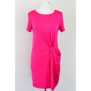 Hot pink knotted t-shirt dress